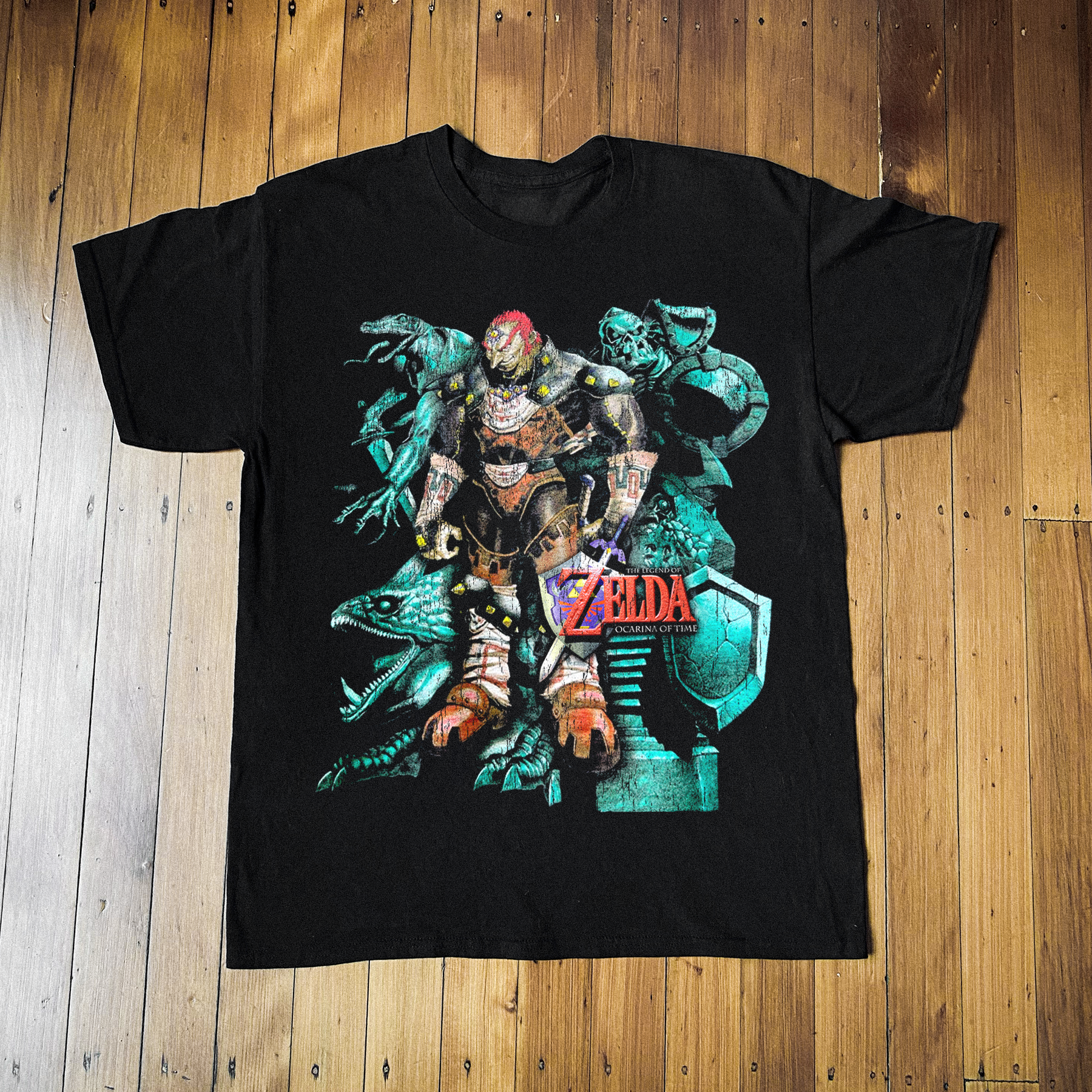 90S LEGEND OF ZELDA OCARINA OF TIME RARE WASHED BLACK T-SHIRT
