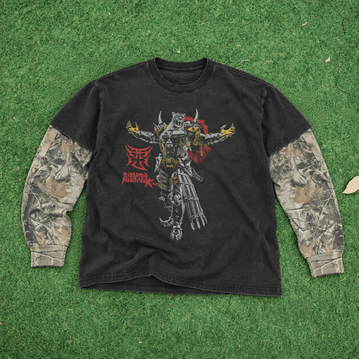 Armor King Vintage black and wood camo Tee