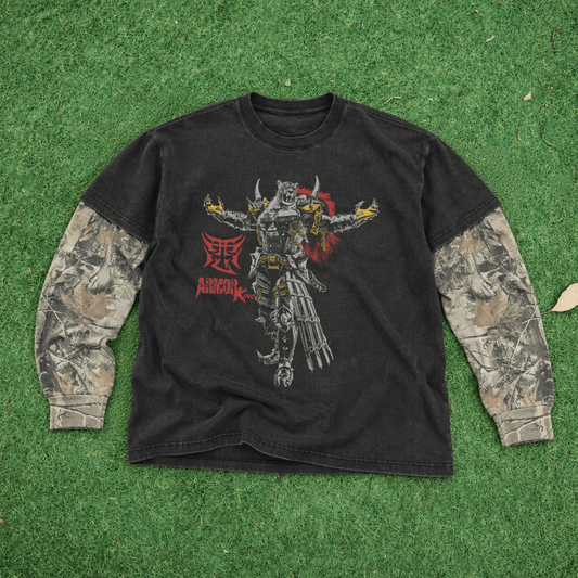 Armor King Vintage black and wood camo Tee