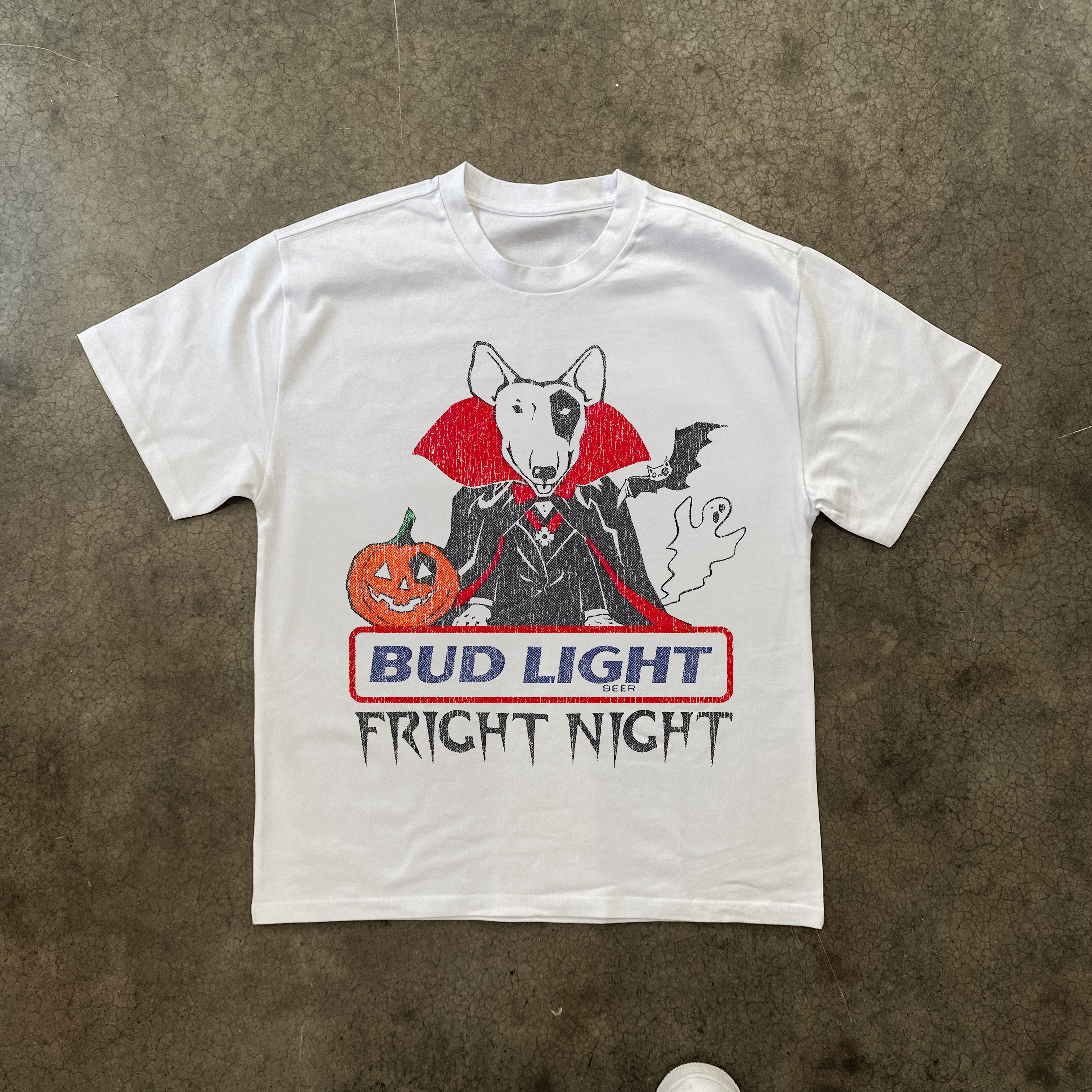 80'S BUD LIGHT FRIGHT NIGHT WHITE T-SHIRT