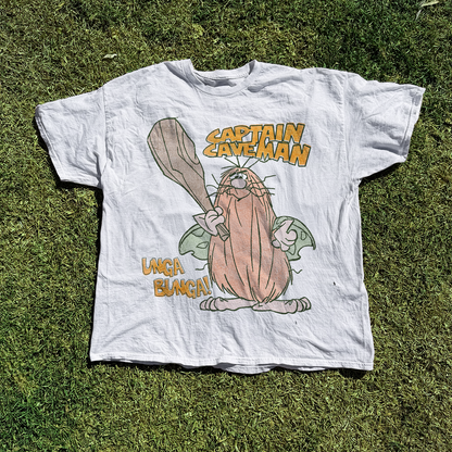 Captain Caveman 'Unga Bunga' Vintage Washed White Tee