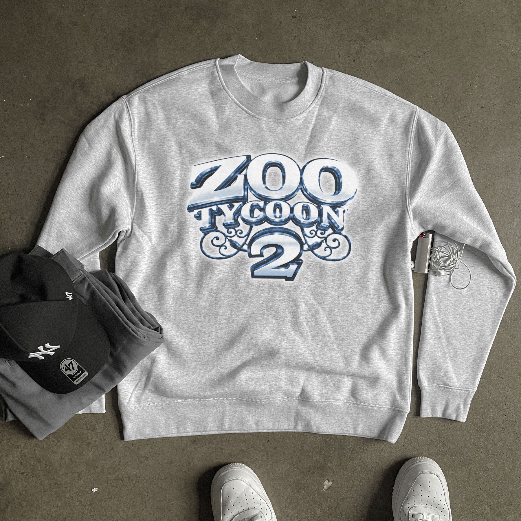 'ZOO TYCOON 2' WHITE HEATHER CREWNECK JUMPER