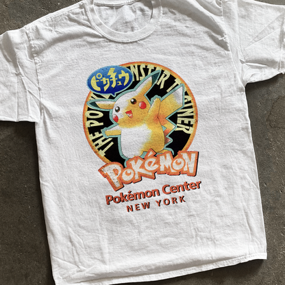 90S 'Pokemon Centre Nyc' Vintage Washed White Tee