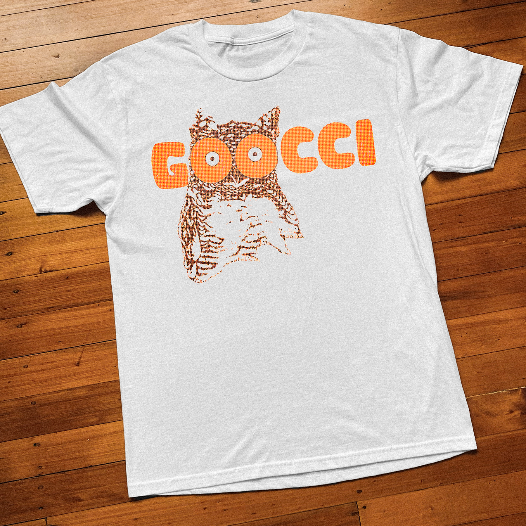 OWL DESIGNER VINTAGE WHITE T-SHIRT