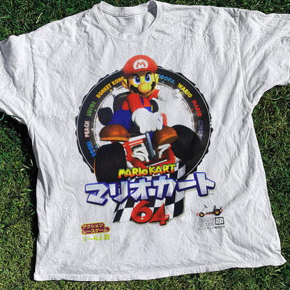 Japanese 90s 'MarioKart 64' Vintage Washed White Tee