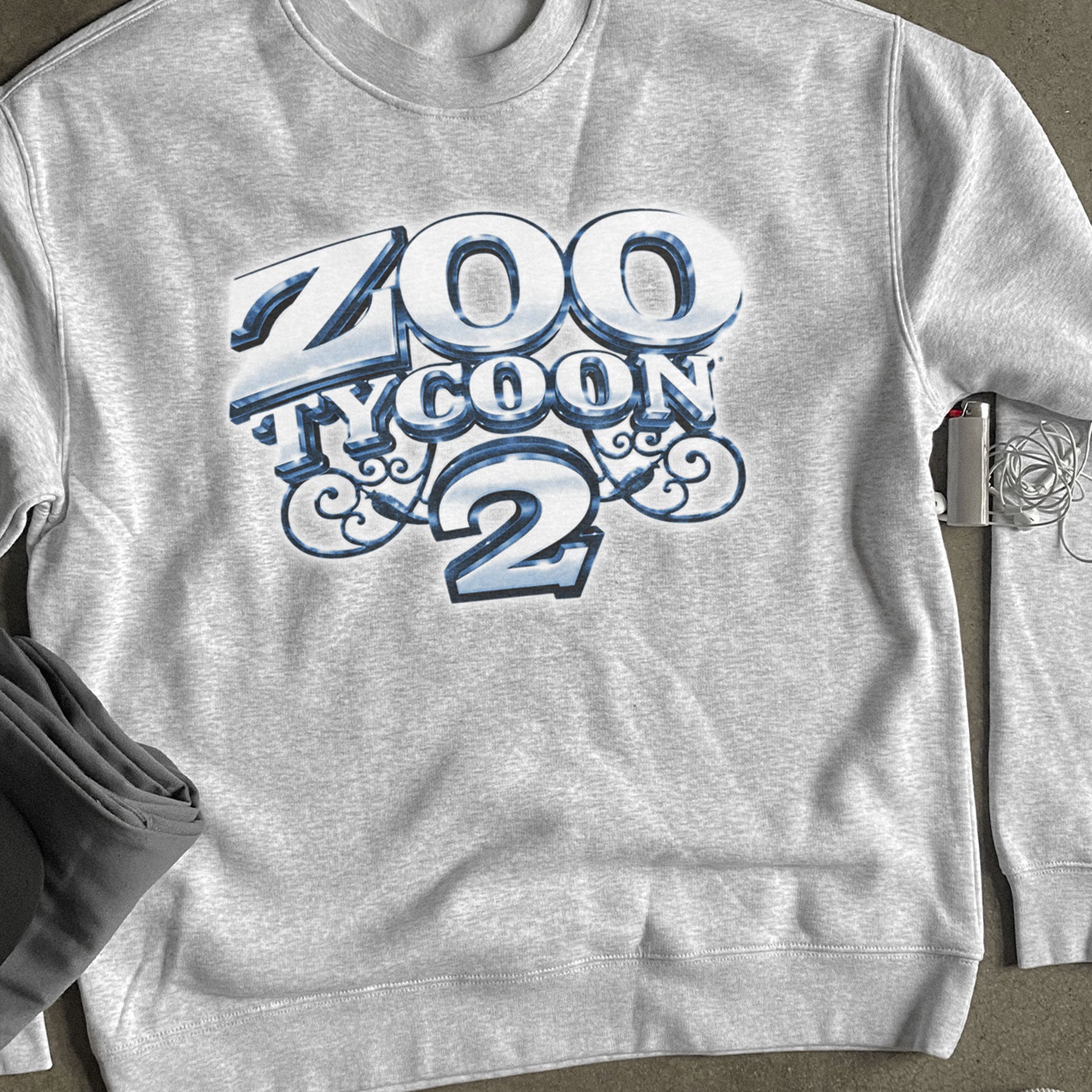 'ZOO TYCOON 2' WHITE HEATHER CREWNECK JUMPER