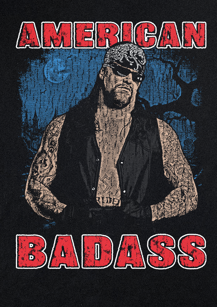 THE UNDERTAKER AMERICAN BADASS BLACK T-SHIRT