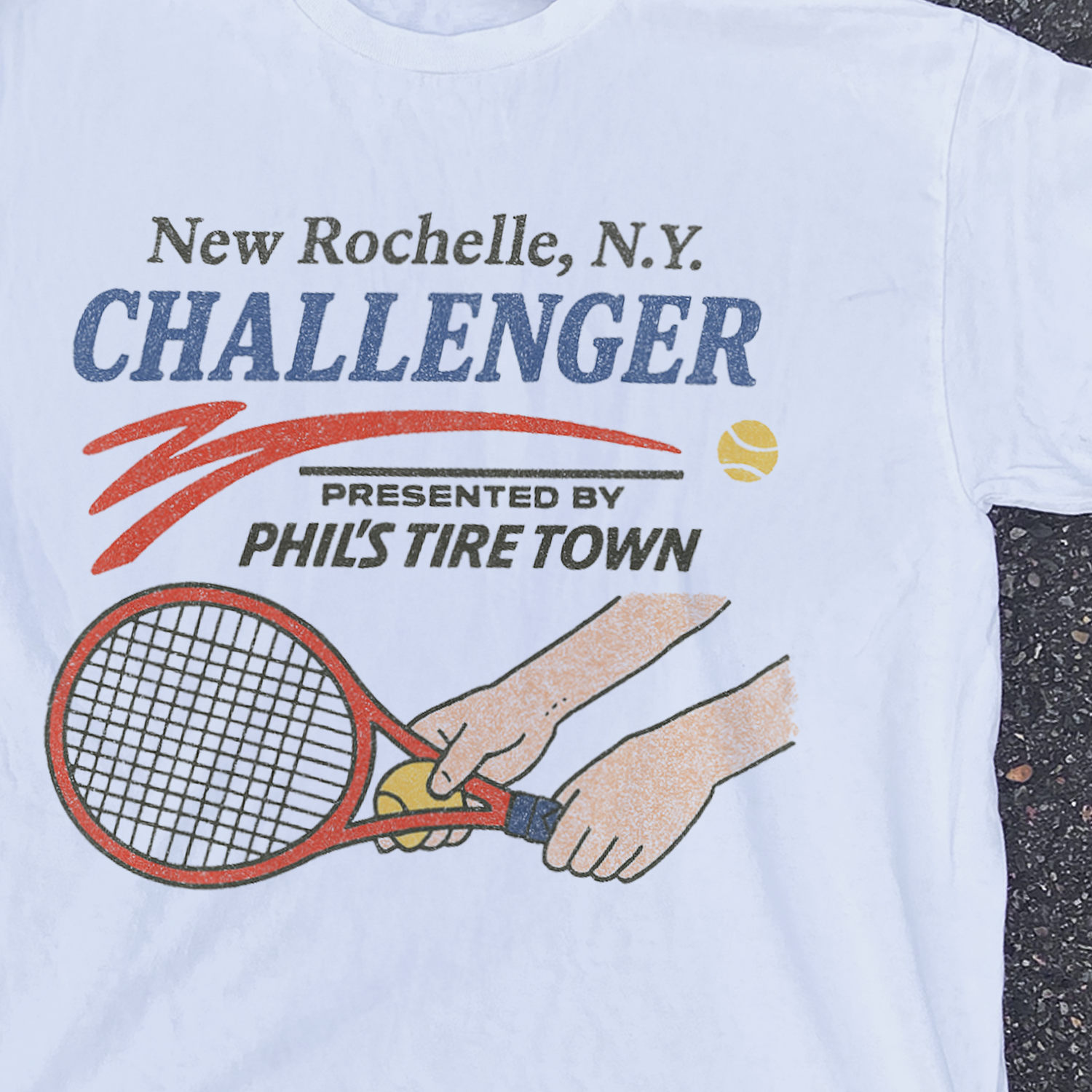 'NEW ROCHELLE CHALLENGERS' PRESENTED BY PHIL'S TIRE TOWN WASHED WHITE T-SHIRT