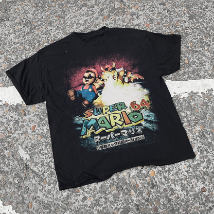 Beautiful '96 Japanese 'Mario 64' Vintage Black Washed Tee