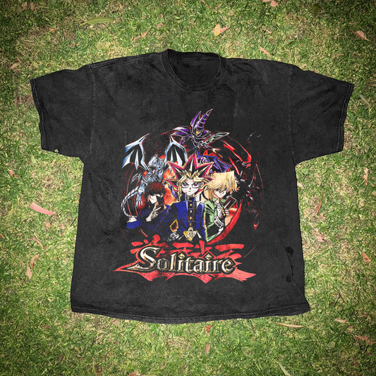 Yu-Gi-Oh! Parody 'Solitaire' Vintage Washed Black Tee
