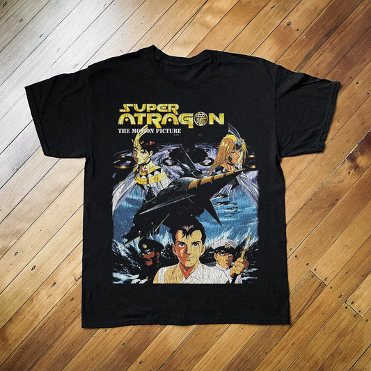 '96 SUPER ATRAGON VINTAGE BLACK ANIME T-SHIRT