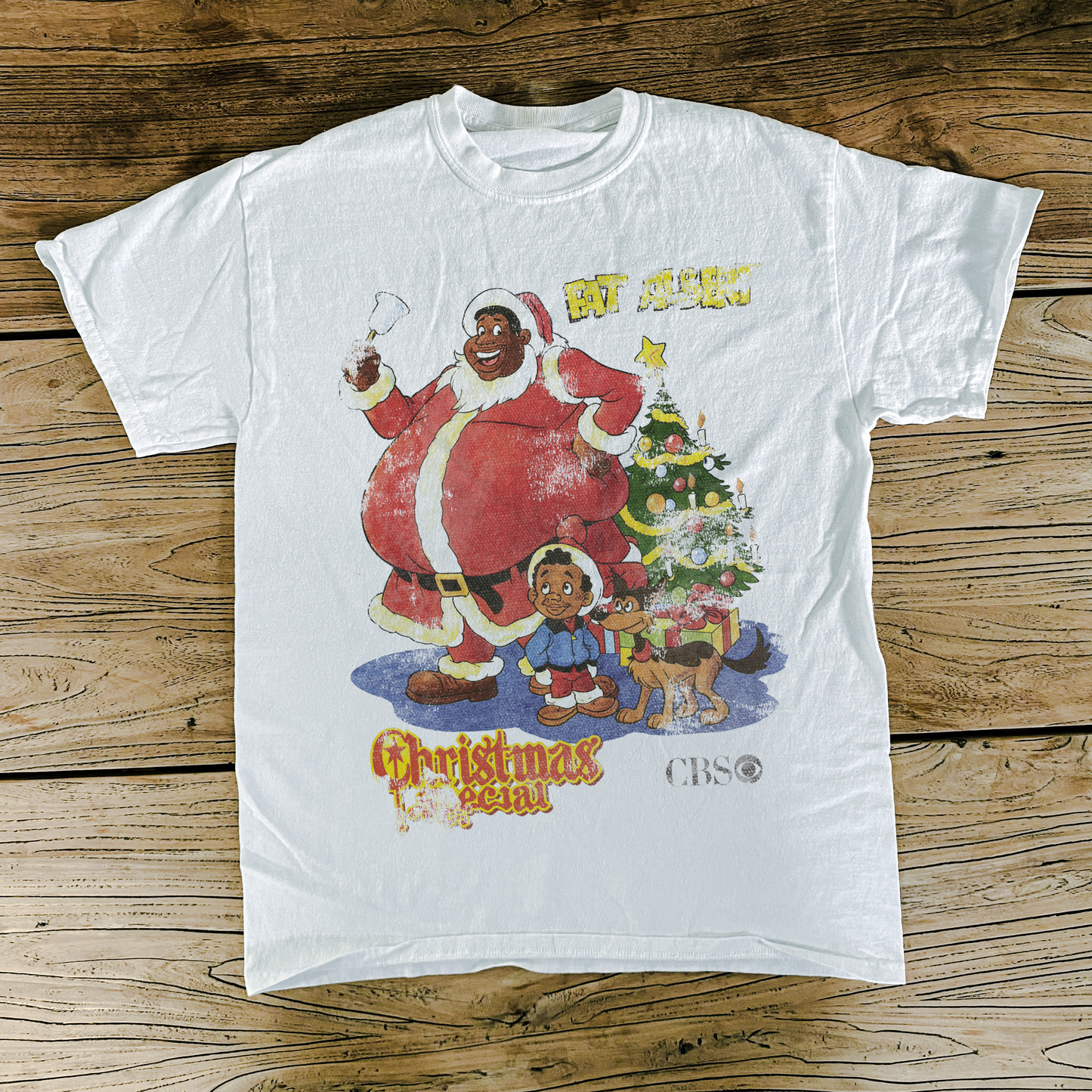 70s 'Fat Albert' Christmas Special Retro Graphic Washed White Tee