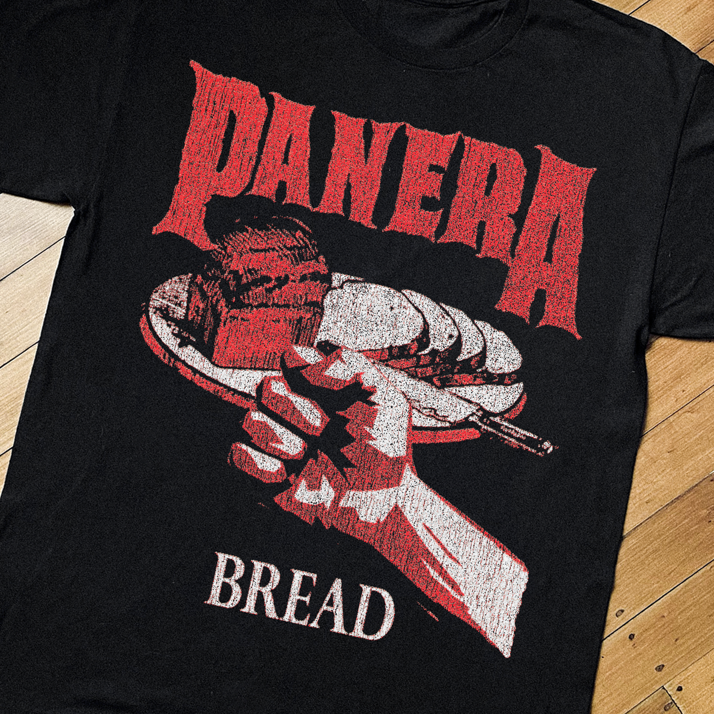PANERA BREAD PANTERA PARODY BLACK T-SHIRT