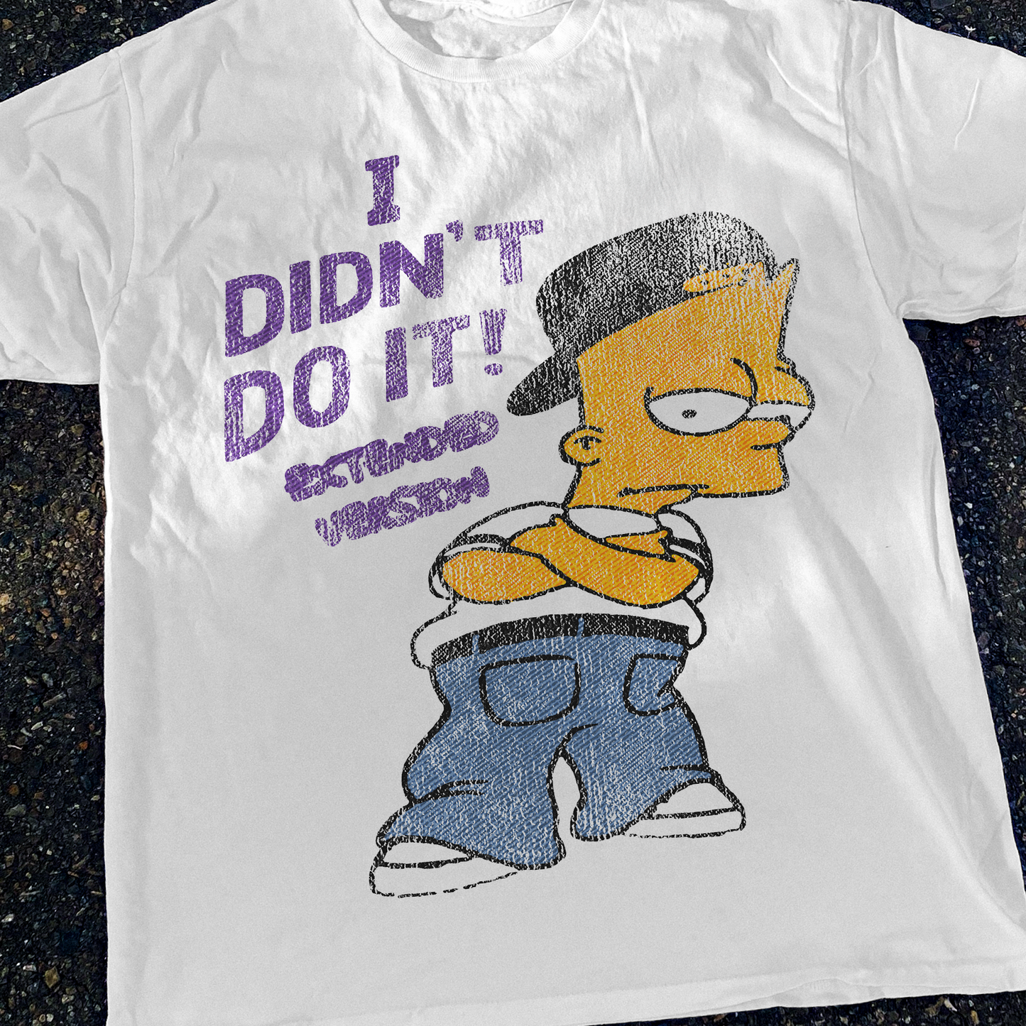 Simpson 'I Didn'T Do It' Bootleg Vintage Washed White Tee