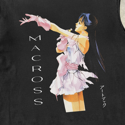 Macross 'Lynn Idol' Cut-Off Vintage Black Tee