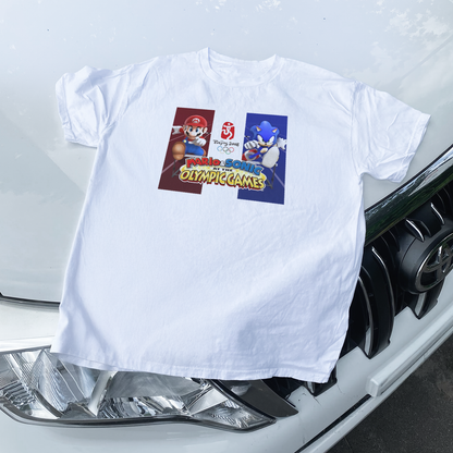 2008 'Mario & Sonic' Beijing Olympics Vintage Washed White Tee