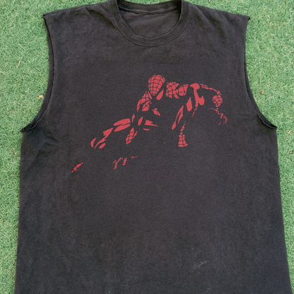 Spider 'Crouch' Man Vintage Washed Black Cut-Off Tee