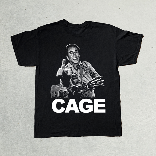 NIC CAGE JOHNNY CASH PARODY BLACK T-SHIRT
