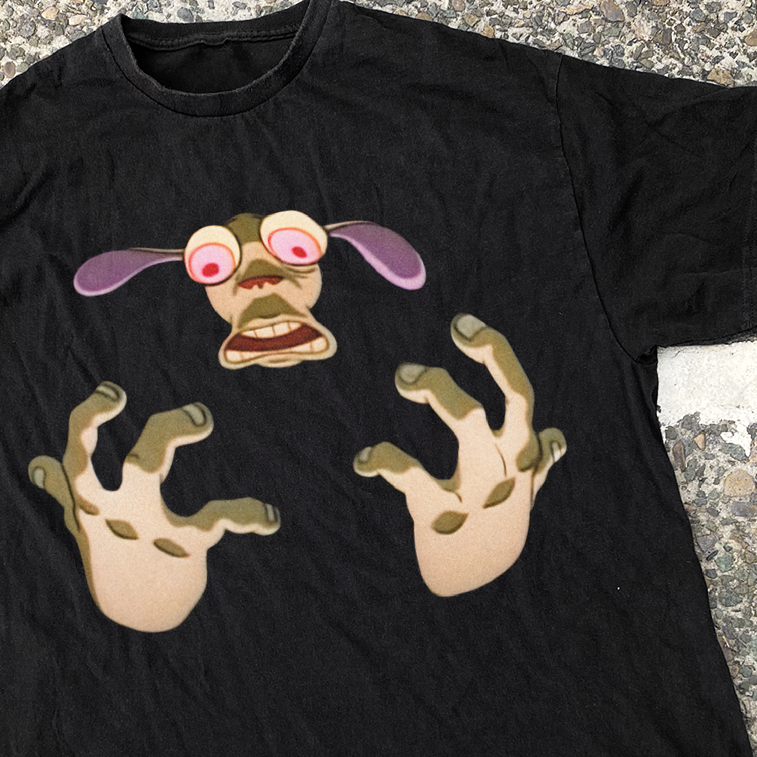 REN AND STIMPY 'THESE HANDS' VINTAGE BLACK T-SHIRT