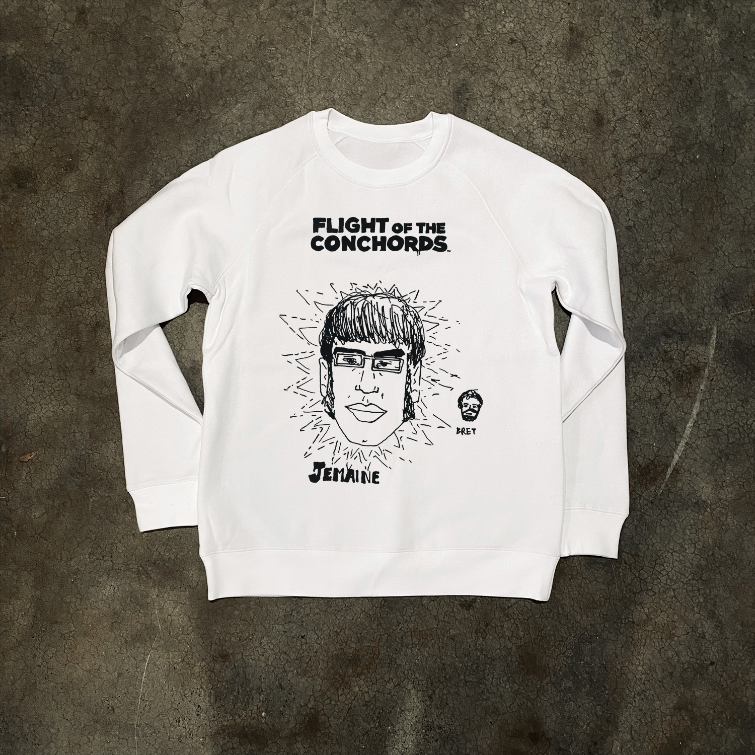 FLIGHT OF THE CONCHORDS 'JEMAINE AND BRET' WHITE CREWNECK