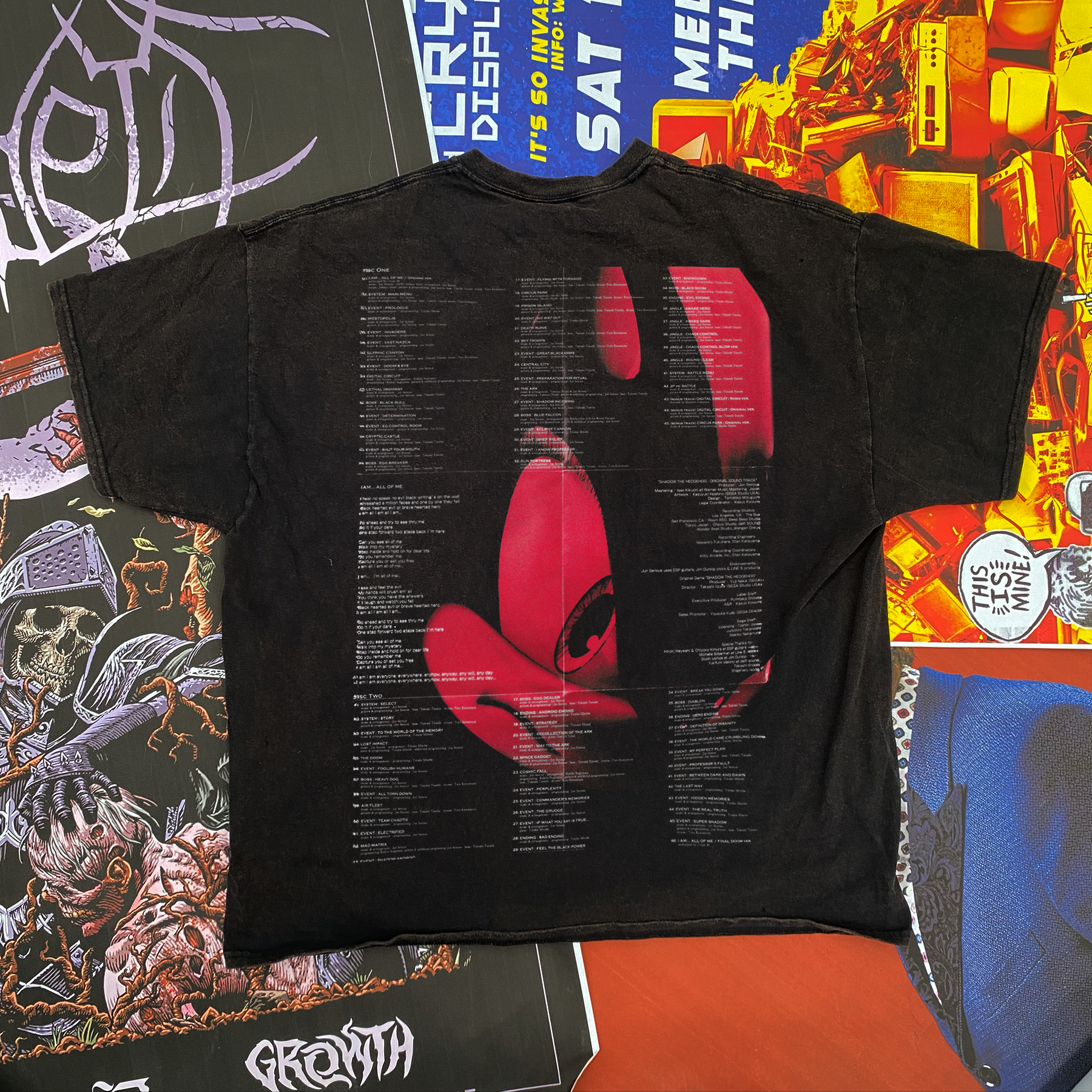 'SHADOW THE HEDGEHOG' (2005) SOUNDTRACK WASHED BLACK T-SHIRT