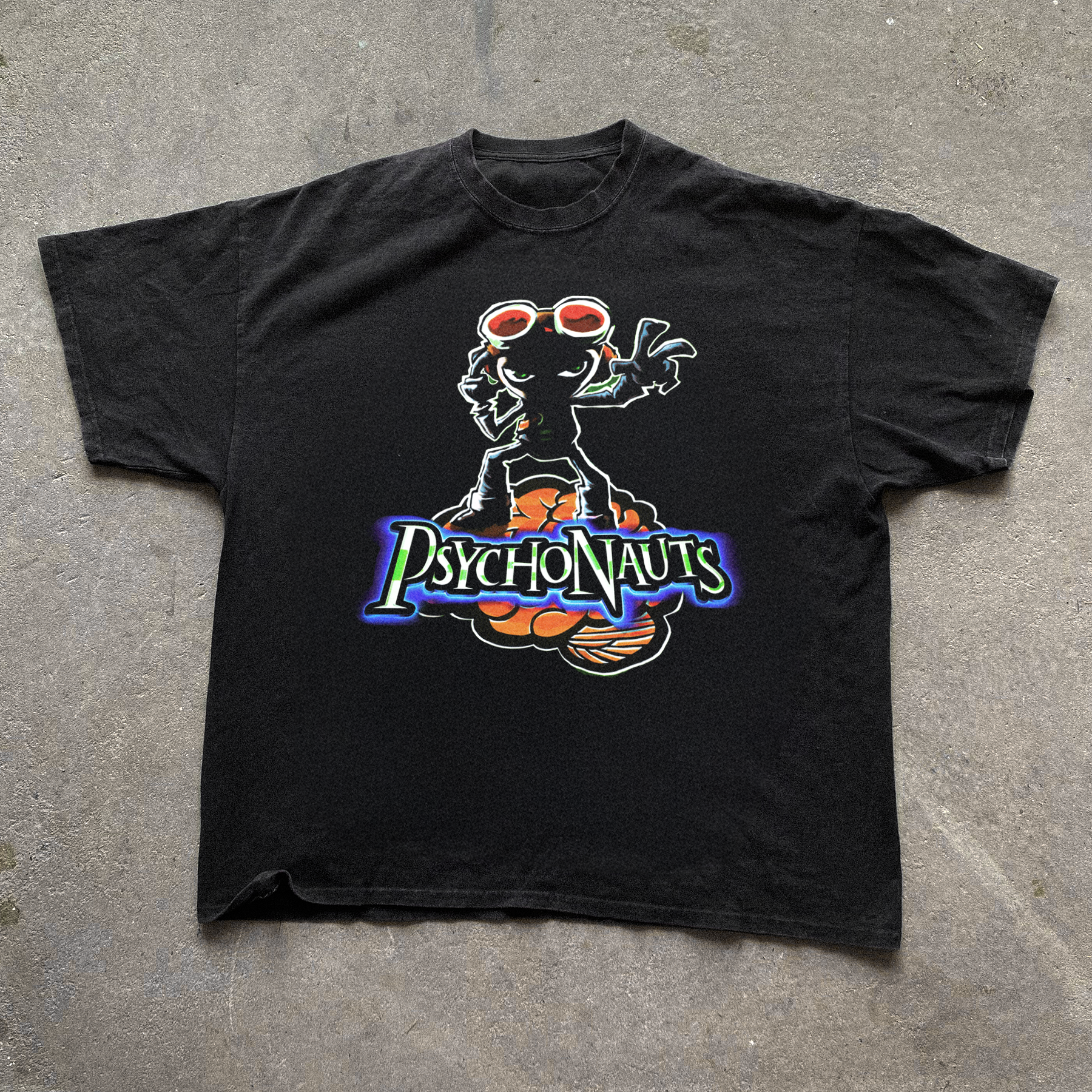 'PSYCHONAUTS' (2005) WASHED BLACK T-SHIRT