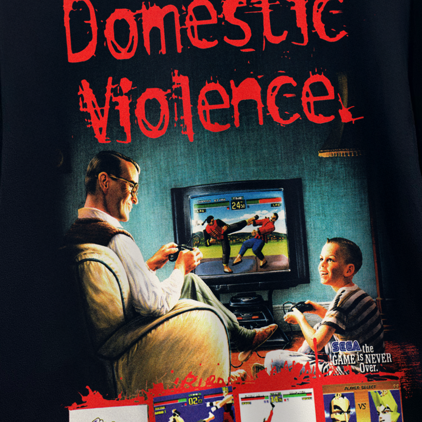 SEGA 'DOMESTIC VIOLENCE' PROMO BLACK T-SHIRT