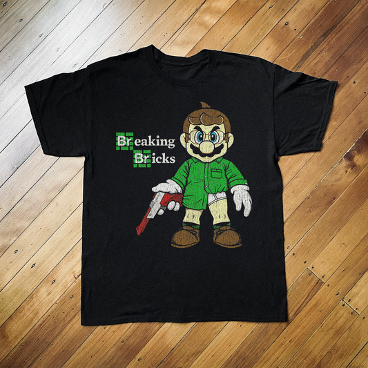 SUPER MARIO X BREAKING BAD PARODY BLACK T-SHIRT