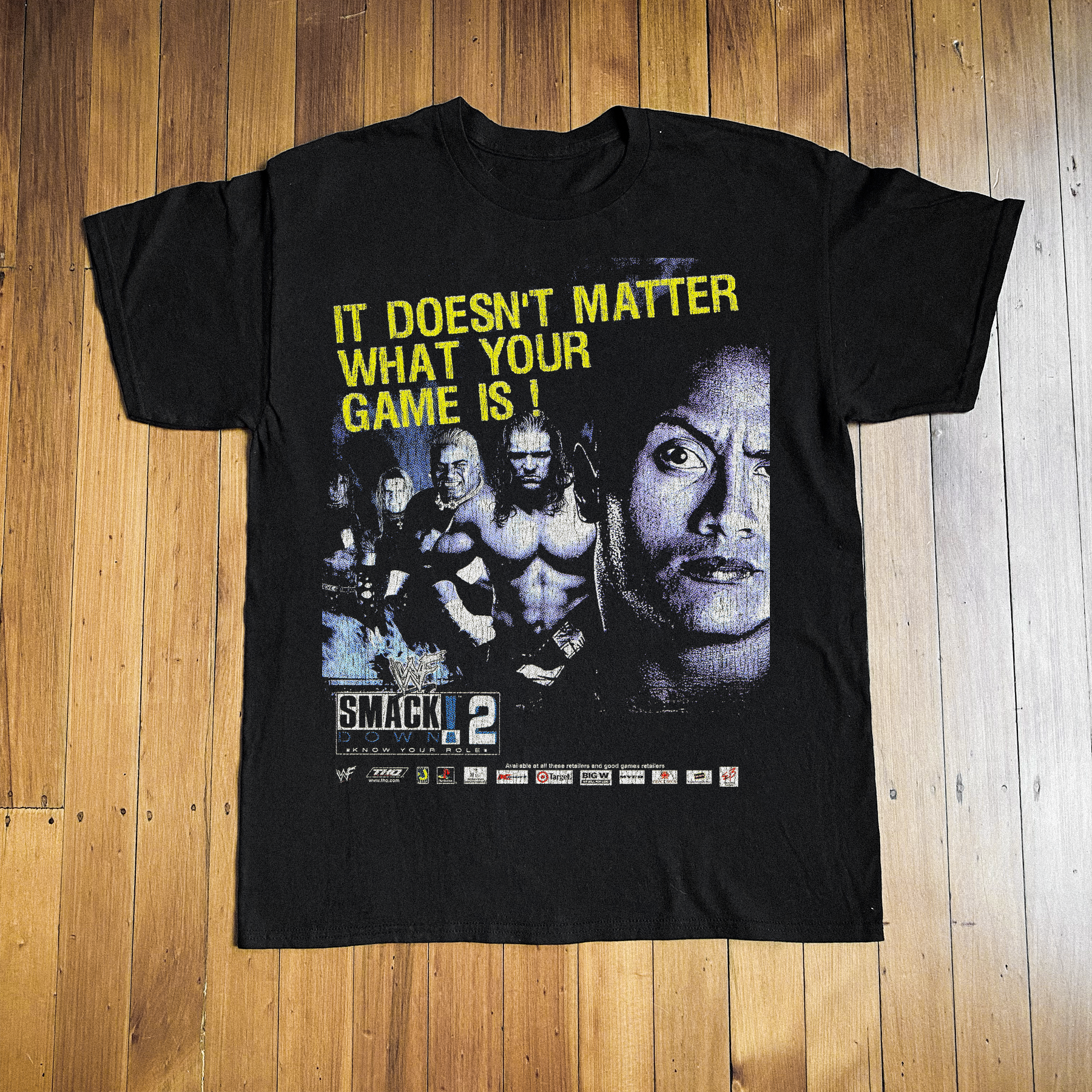 WWF SMACKDOWN 2 KNOW YOUR ROLE PROMO BLACK T-SHIRT