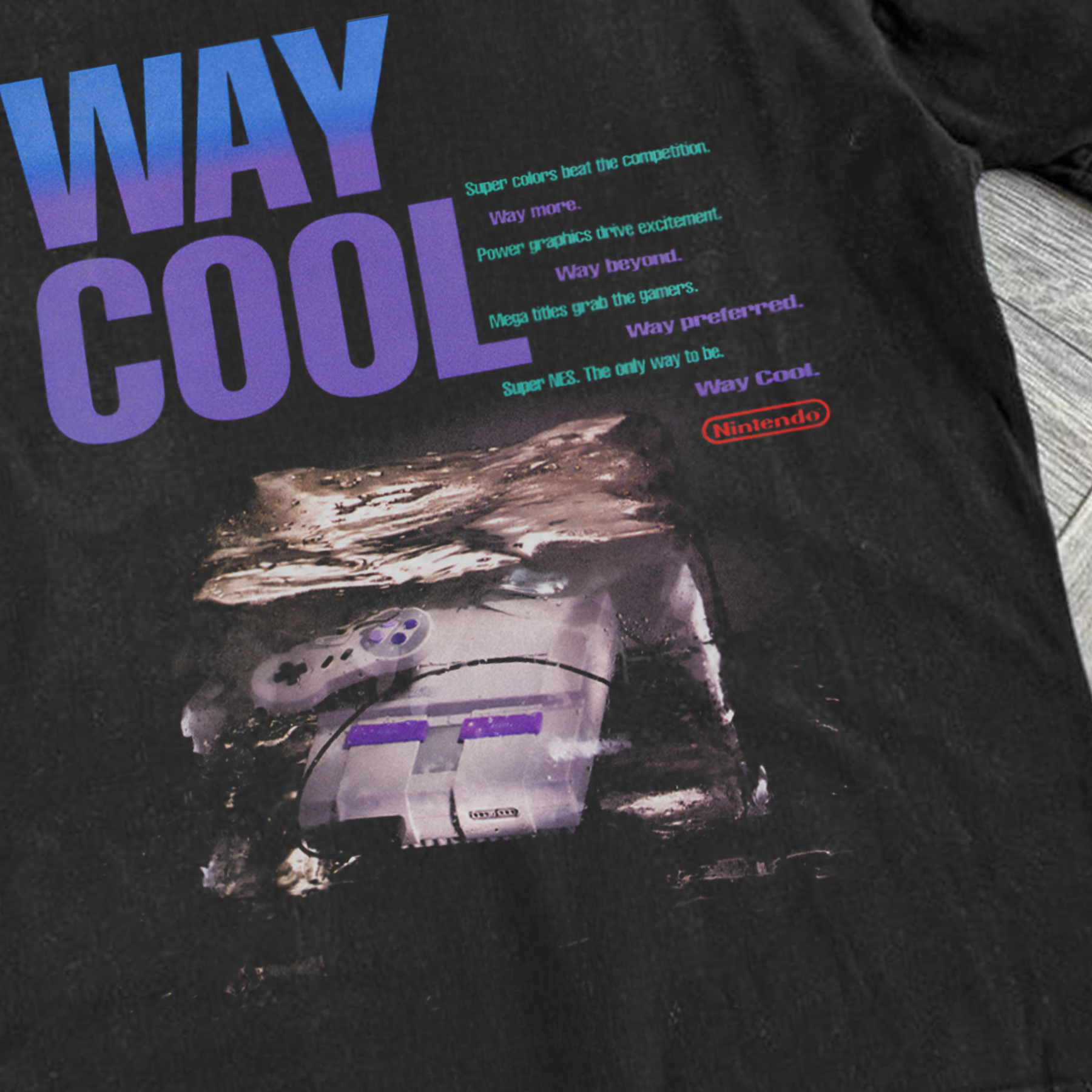 90s 'WAY COLD' SNES BLACK T-SHIRT