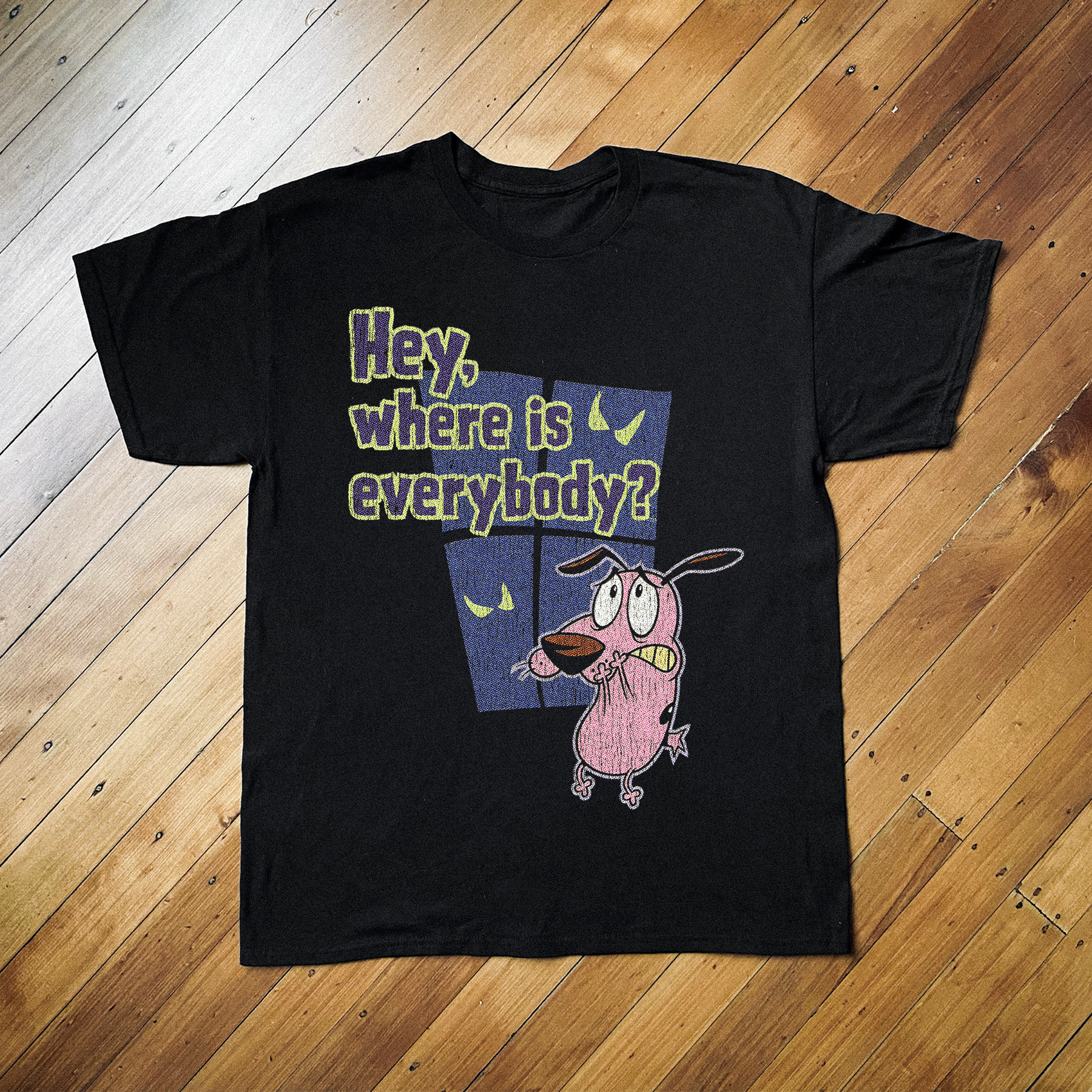 VINTAGE COURAGE THE COWARDLY DOG BLACK T-SHIRT