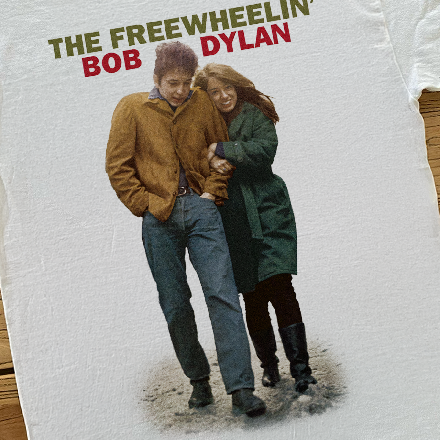 'THE FREEWHEELIN' BOB DYLAN WHITE T-SHIRT