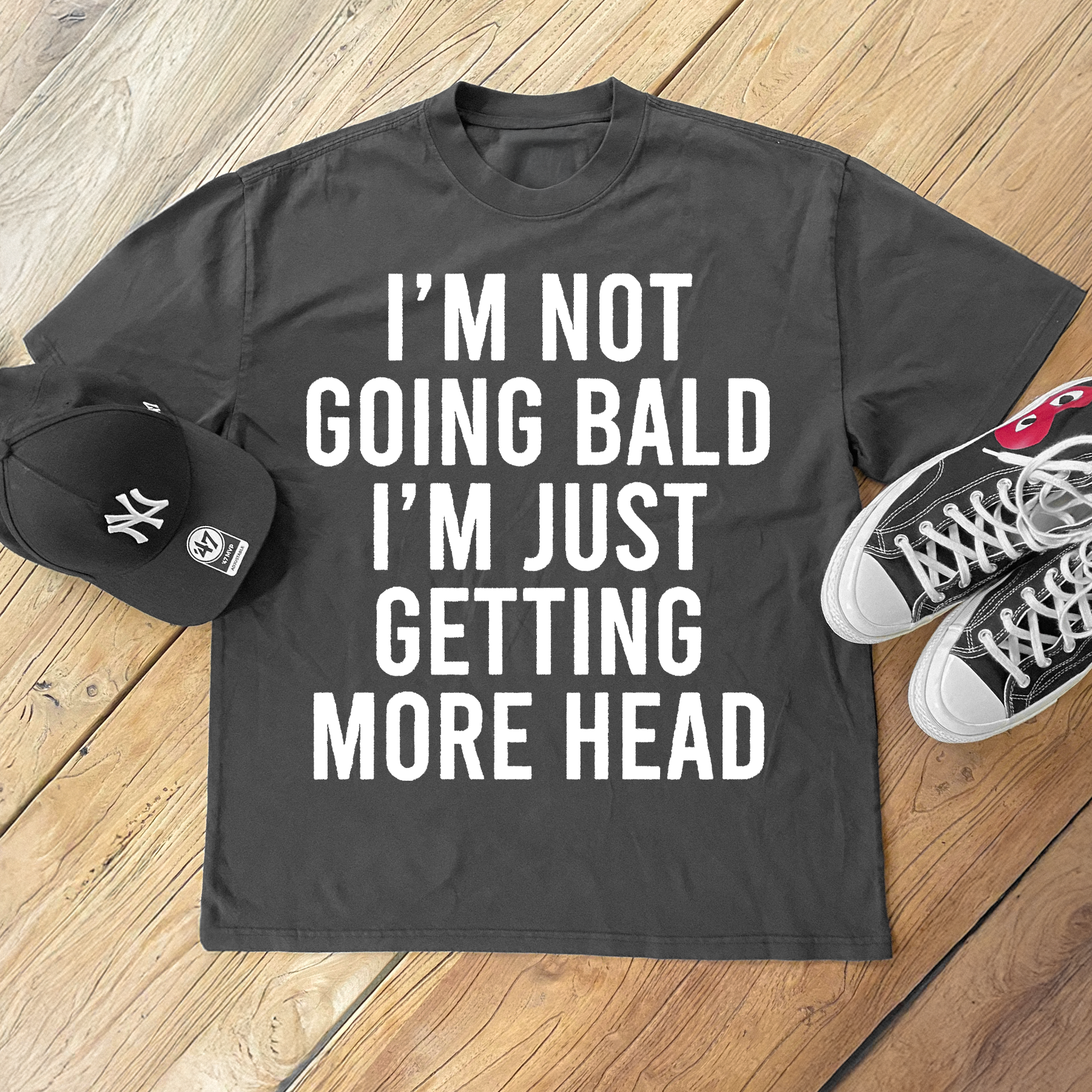 I'M NOT GOING BALD BLACK T-SHIRT (AS SEEN ON KEVIN DURANT)
