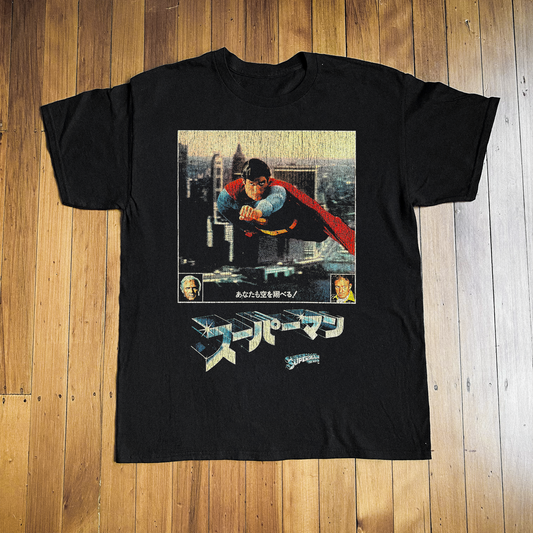 JAP VINTAGE SUPERMAN BLACK T-SHIRT