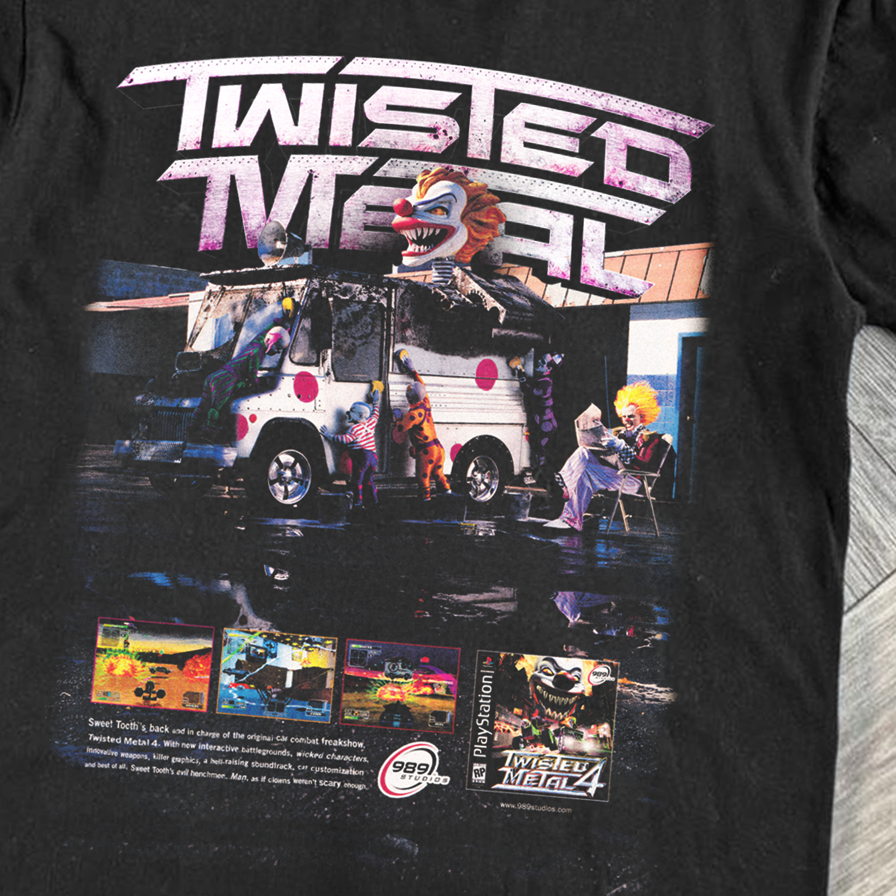 TWISTED METAL 4 'CAR WASH' PROMO BLACK T-SHIRT