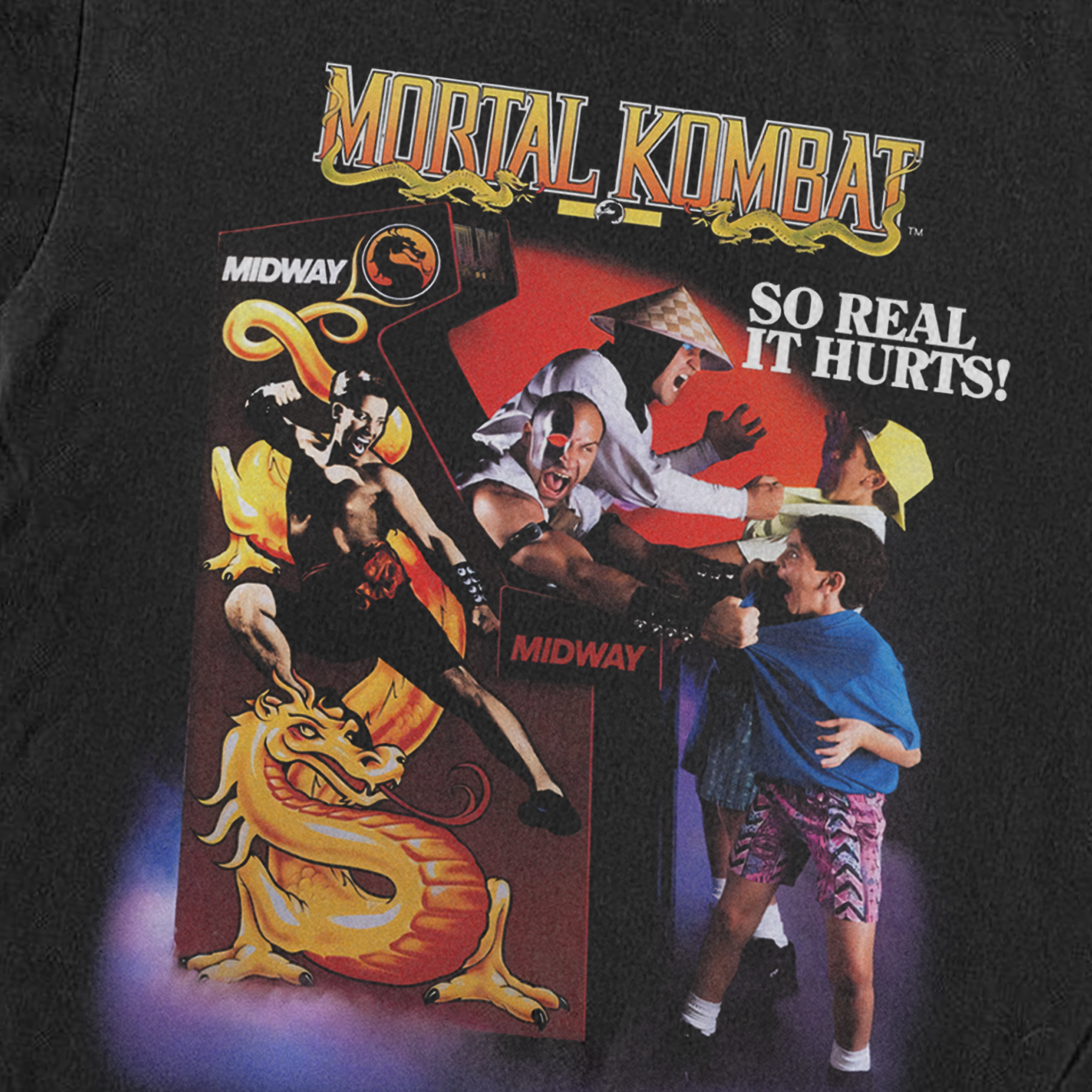 90s MORTAL KOMBAT 'SO REAL IT HURTS' PROMO BLACK T-SHIRT