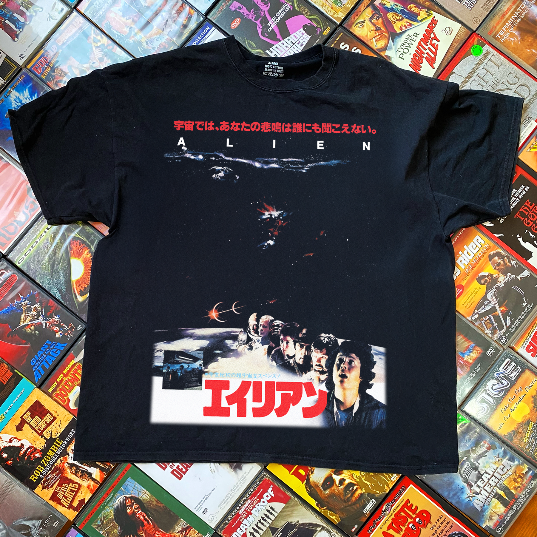 JAPANESE PROMO 'ALIEN' POSTER WASHED BLACK T-SHIRT