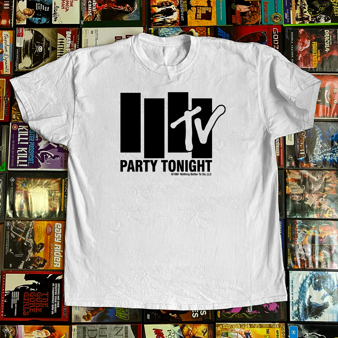 MTV Party Tonight Black Flag Parody White Tee