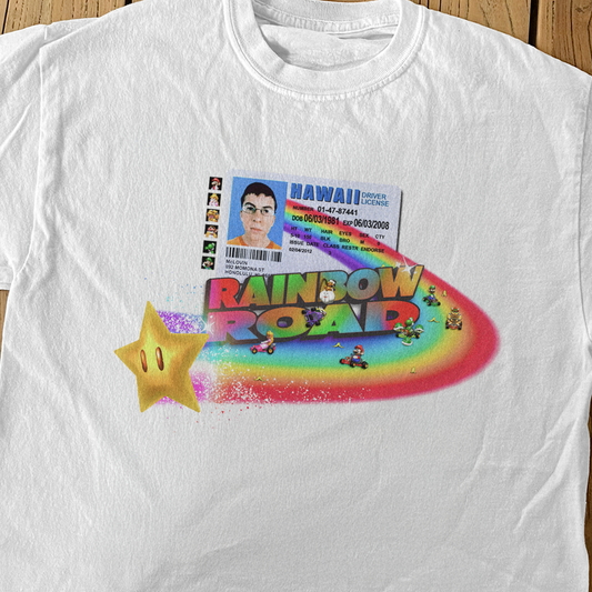 MCLOVIN 'RAINBOW ROAD' VINTAGE WASH PARODY TEE