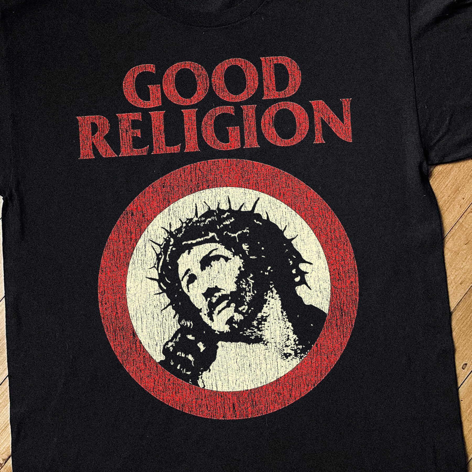 GOOD RELIGION PARODY BLACK T-SHIRT