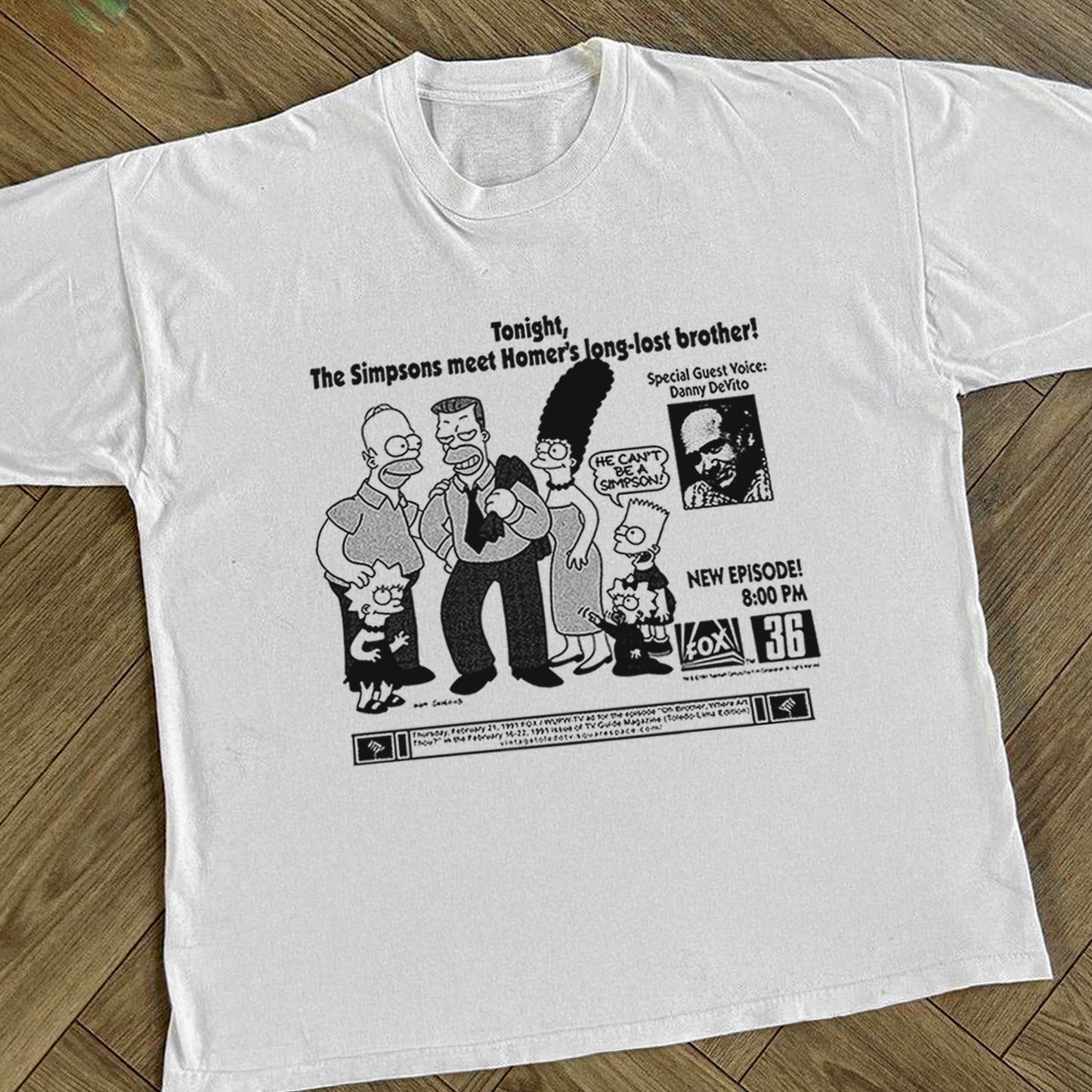 1991 Simpsons 'Homer's Brother' TV Promo Tee Vintage Washed White