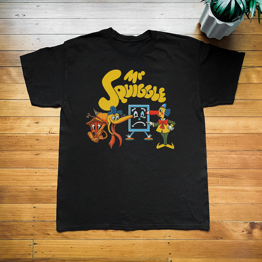 90S 'Mr Squiggle' Classic Black Tee