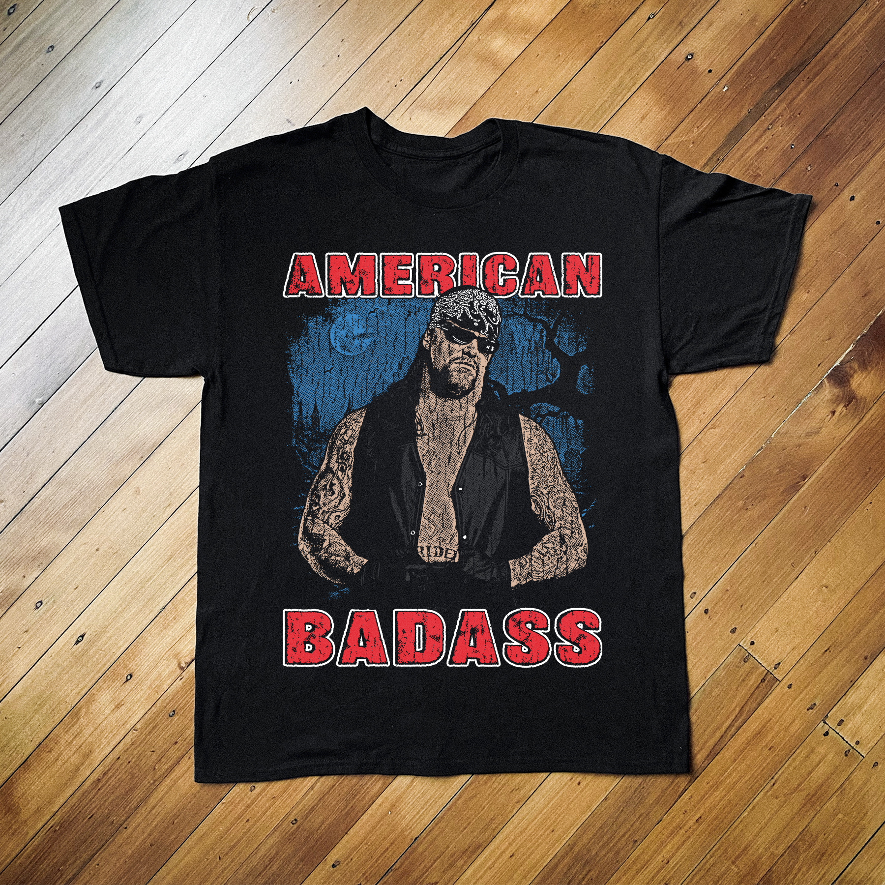 THE UNDERTAKER AMERICAN BADASS BLACK T-SHIRT