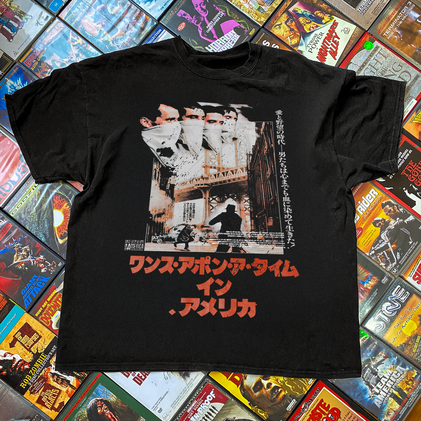 'Once Upon a Time In America' 1981 Japanese Poster Washed Black Vintage Tee