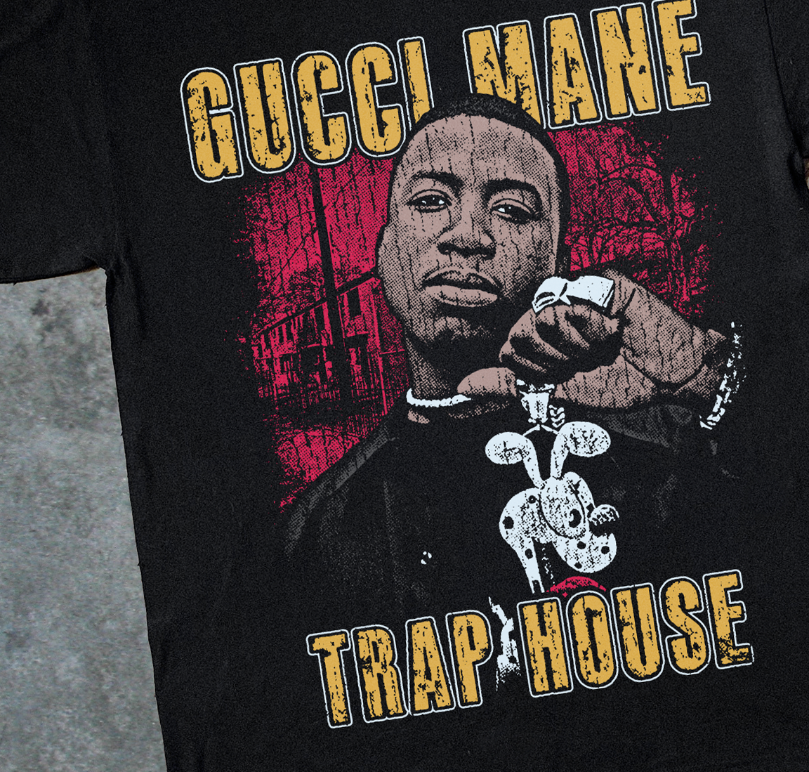 GUCCI MVNE TRVP HOUSE BLACK T-SHIRT