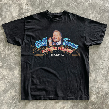 BIFF TANNER'S 'PLEASURE PARADISE CASINO' BLACK T-SHIRT