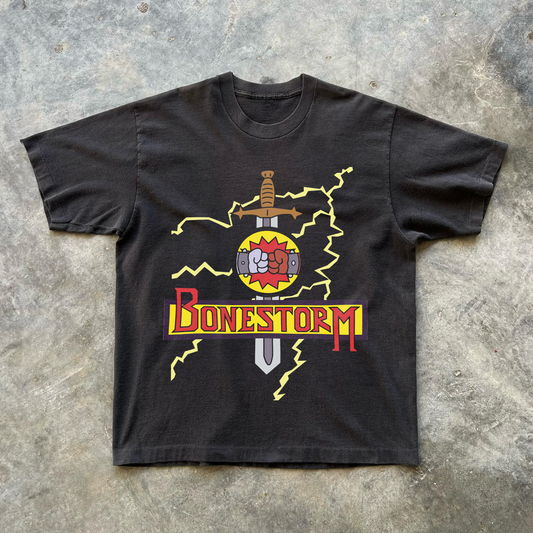 'BONESTORM' PROMO WASHED BLACK T-SHIRT