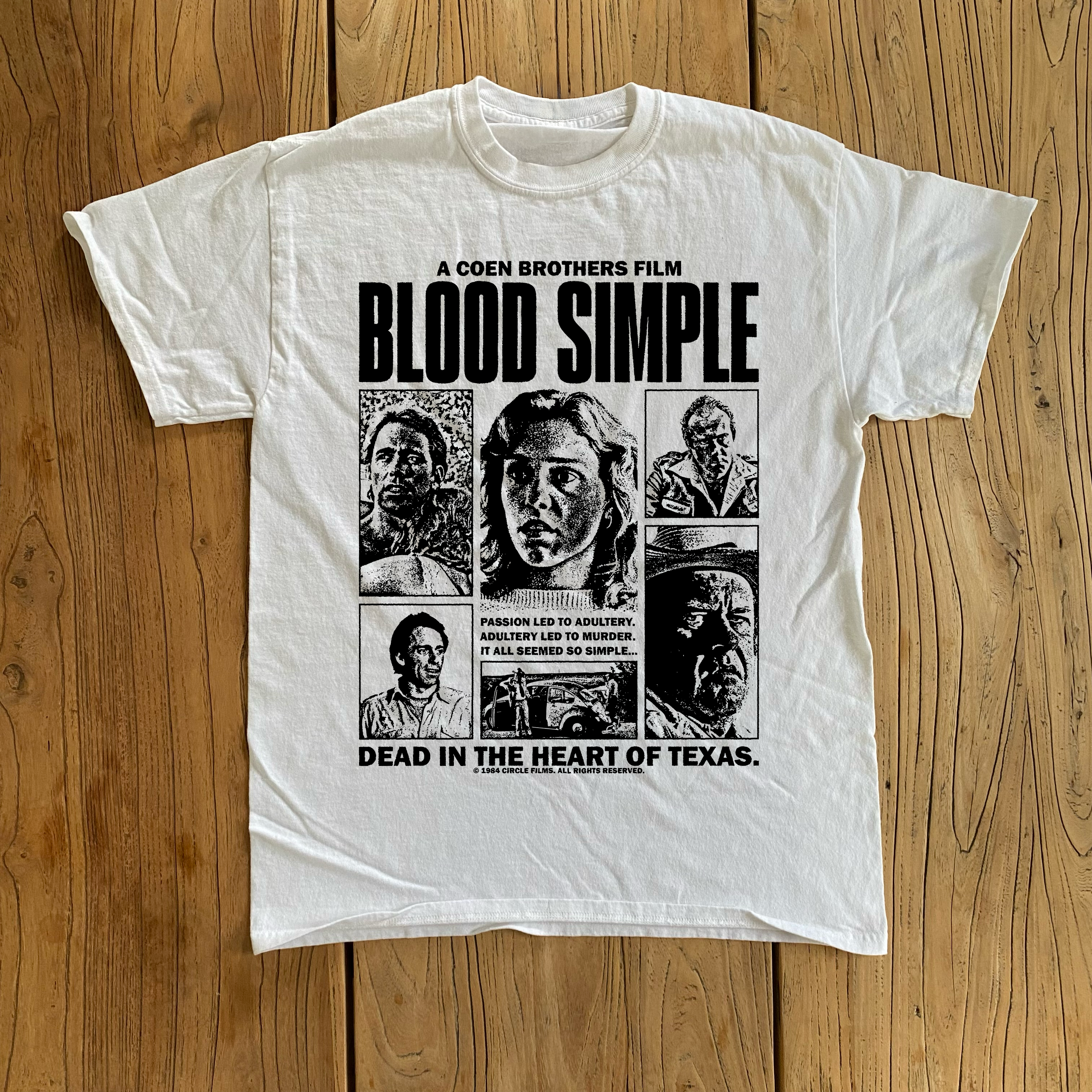 BLOOD SIMPLE PROMO WHITE T-SHIRT