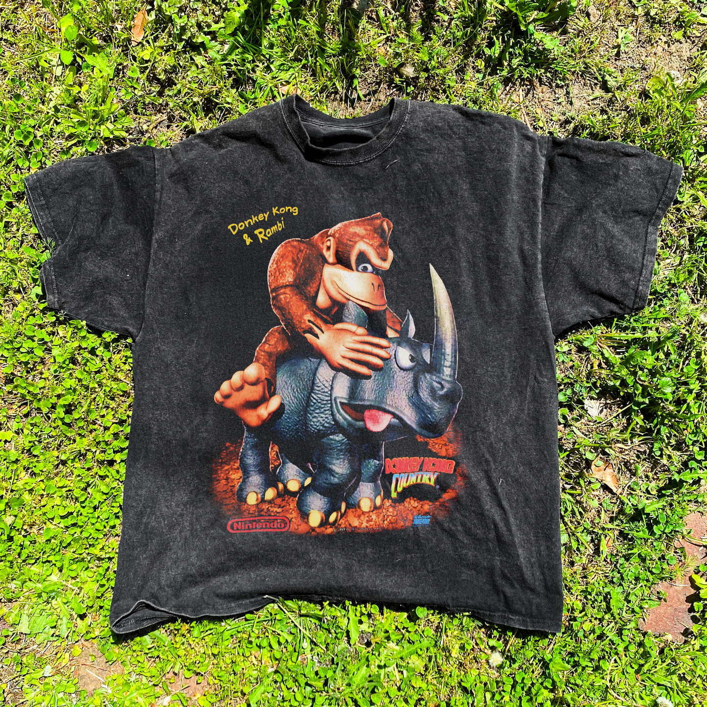 1994 VINTAGE 'DONKEY KONG & RAMBI' DK COUNTRY PROMO BLACK T-SHIRT