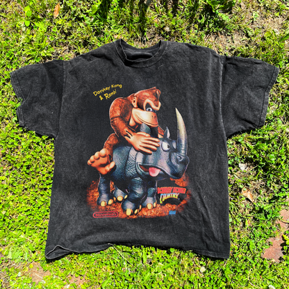1994 VINTAGE 'DONKEY KONG & RAMBI' DK COUNTRY PROMO BLACK T-SHIRT